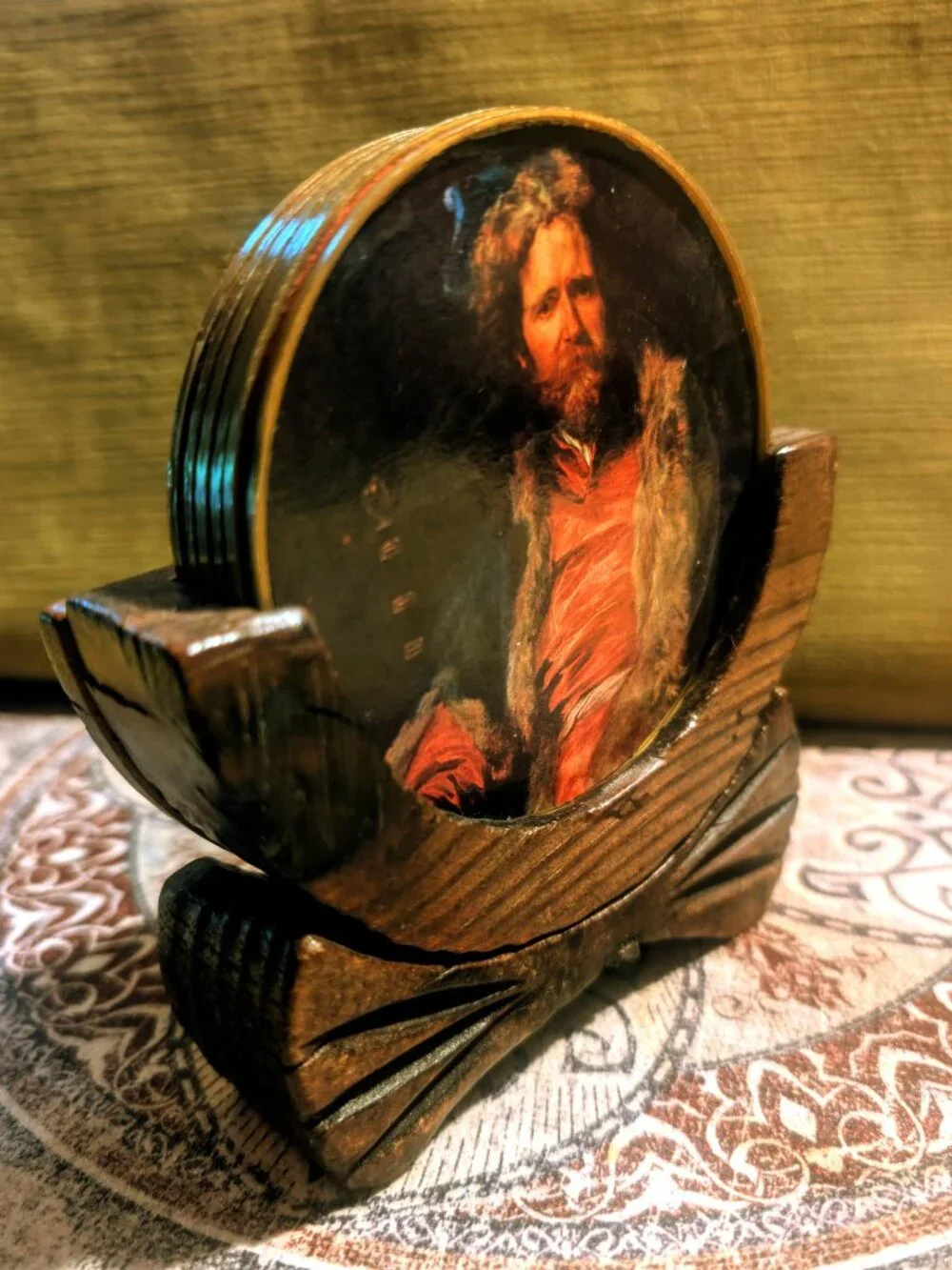 HEMA Vintage 1960s Spanish Coaster Set - Baroque Old Master Portraits - Set of 6